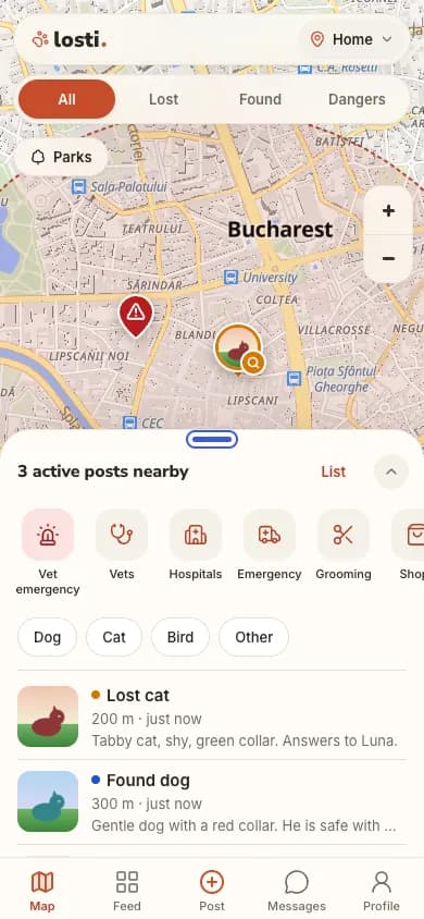 The Berry map with active posts nearby and a new notification on top